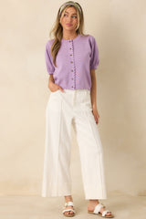 Bright Forecast White Cotton Wide Leg Pants