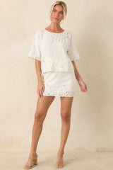 Z Supply Daya White Floral Cutwork Embroidered Mini Skirt