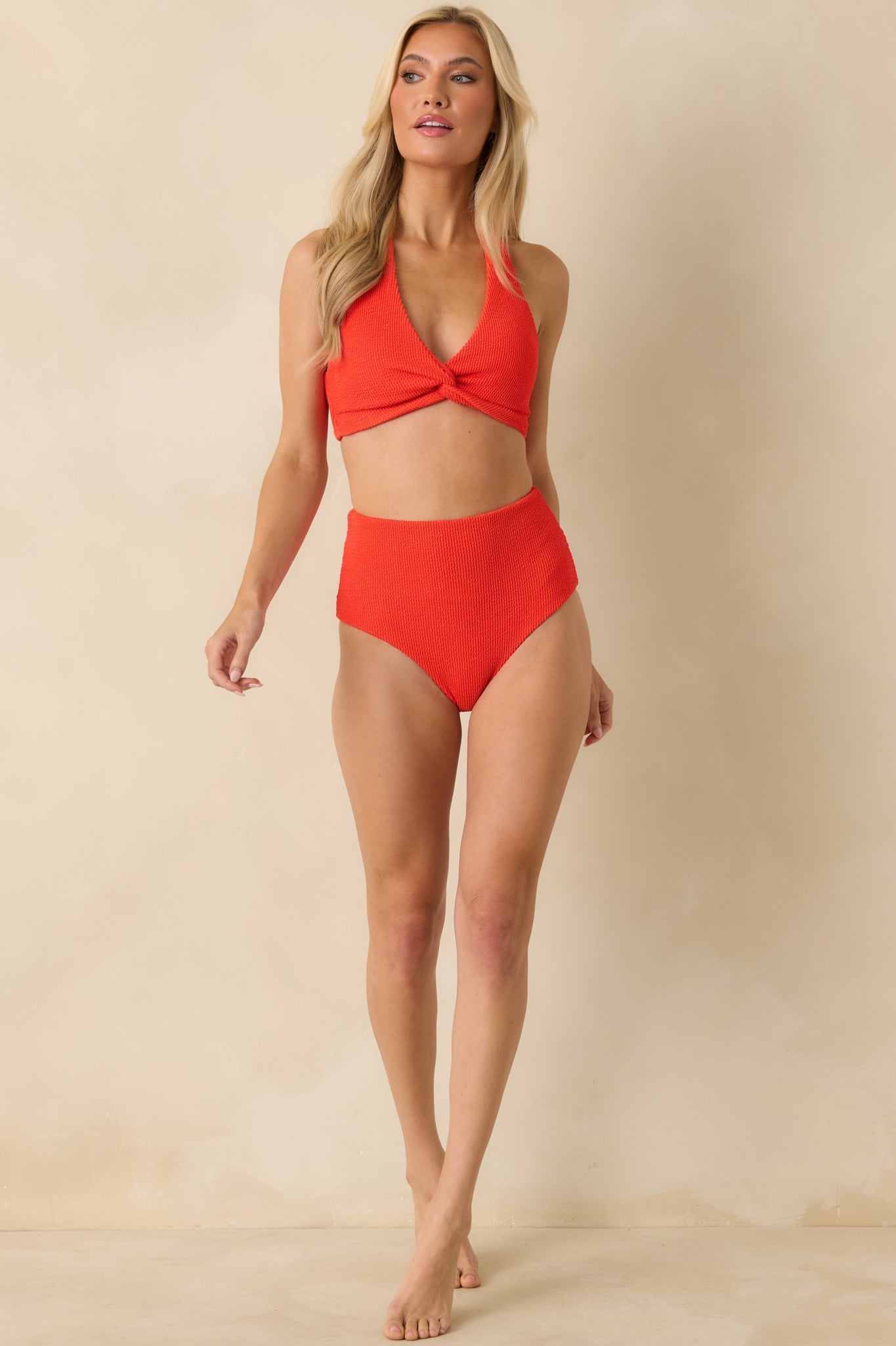 MINKPINK Scarlett Flame Red High Waisted Bikini Bottoms