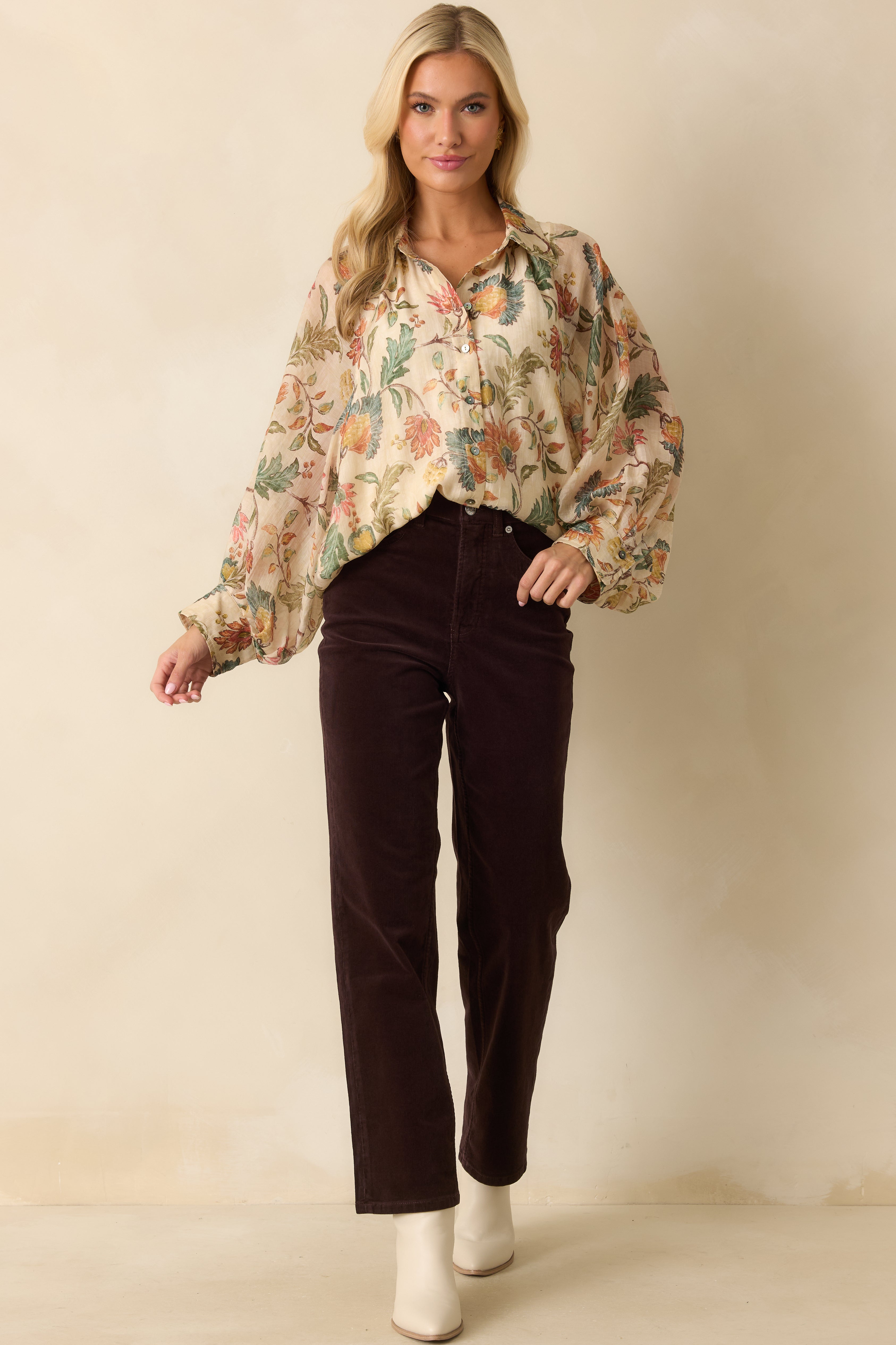 SPANXshape™ Truffle Brown Corduroy 90s Straight Leg Jeans