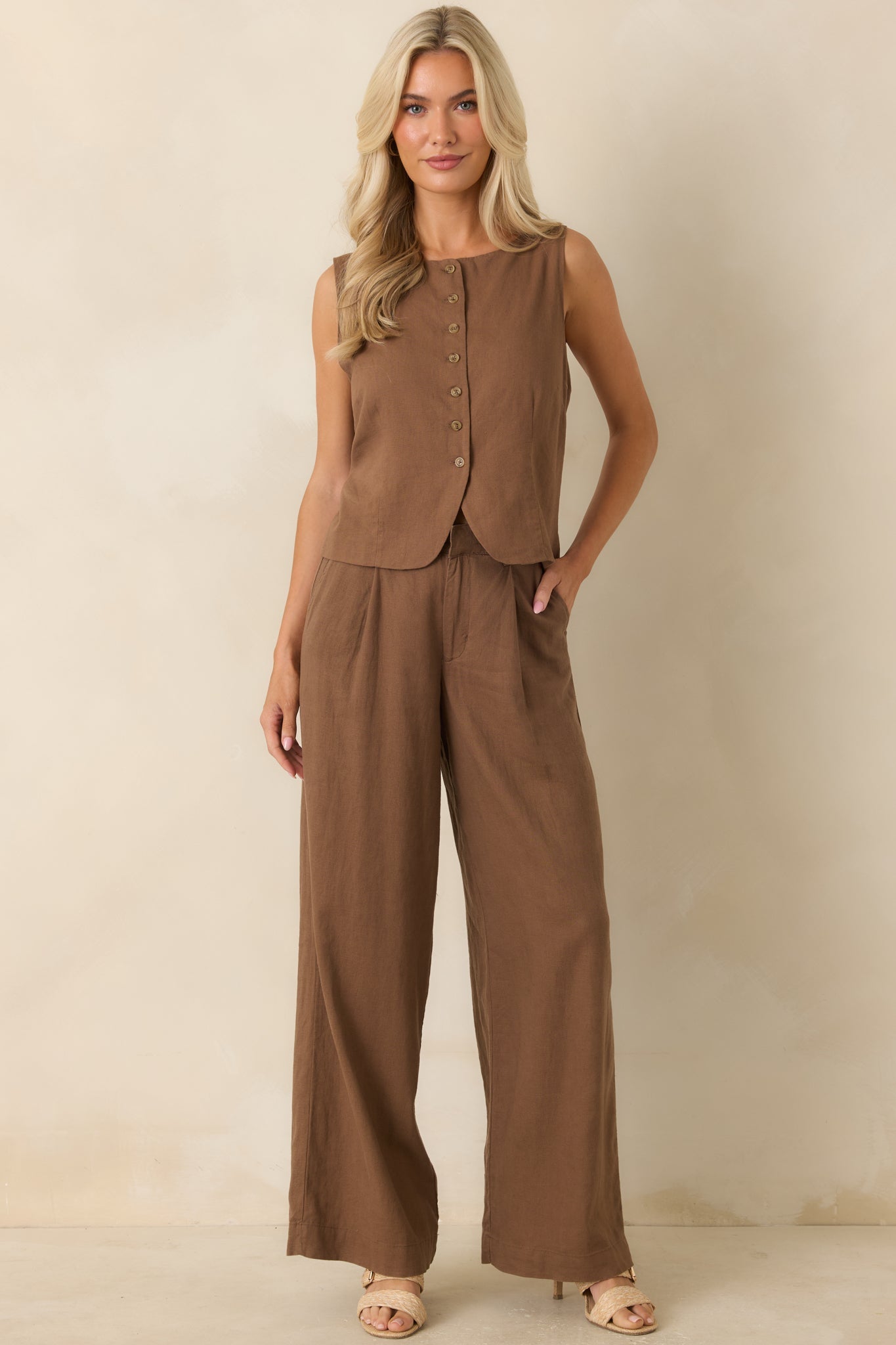 Z Supply Overlook Chestnut Brown Linen Pants