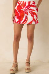 MINKPINK Ravelo Red Palm Print Mini Skirt