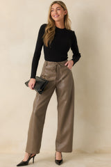 In The Mix Light Brown Faux Leather Wide Leg Pants