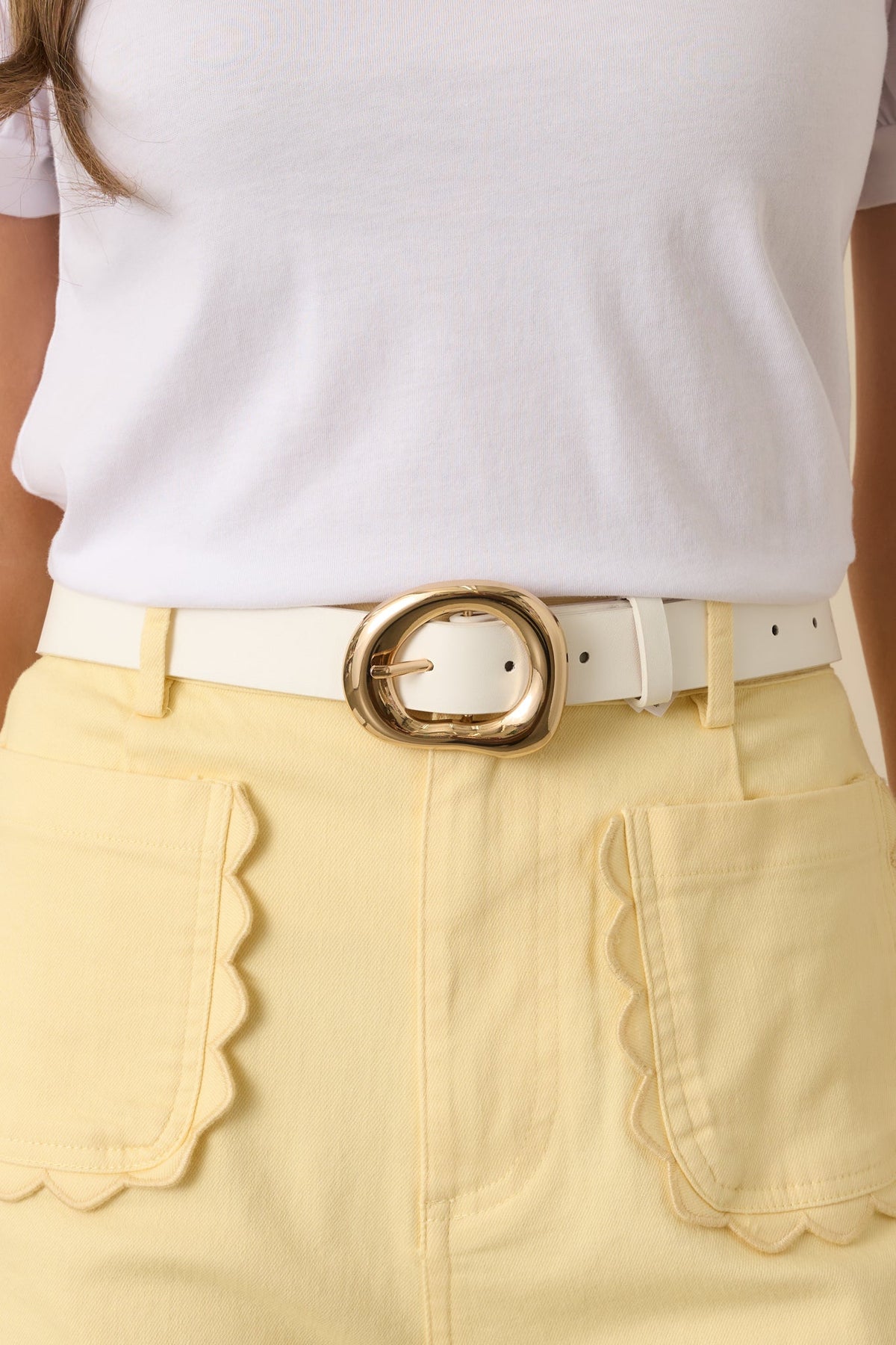 The Way She Carries Herself White Faux Leather Belt