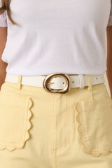 The Way She Carries Herself White Faux Leather Belt