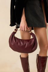 Say What You Mean Burgundy Leather Gold Handle Shoulder Bag