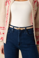 Roped In Ivory Faux Leather Belt