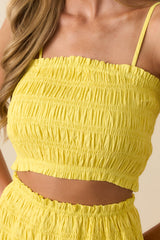 Life Can Surprise You Bright Yellow Smocked Crop Top