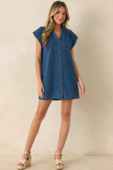 Z Supply Shellbound Twilight Blue Cotton Twill Mini Dress