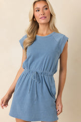 Z Supply Kalani Washed Indigo Cotton Jersey Denim Shirt Dress