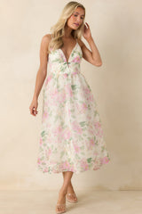 ASTR The Label Janna Ivory & Pink Floral Midi Dress