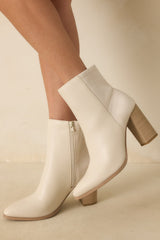 Stand Corrected Ivory Faux Leather Suede Ankle Boots