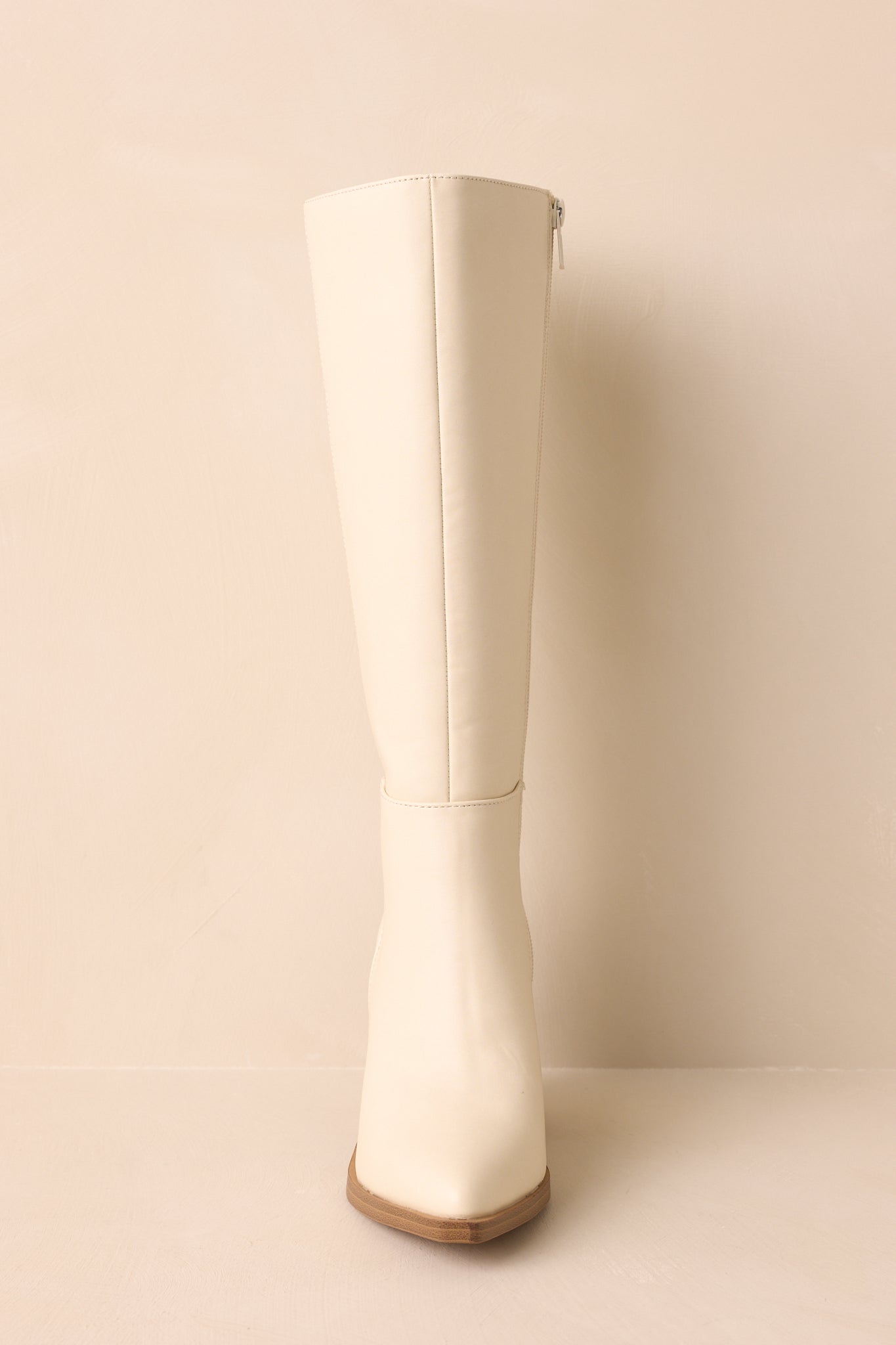 On The Right Foot Ivory Faux Leather Knee High Boots