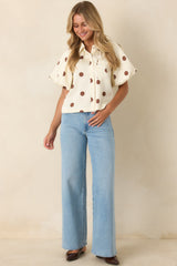 Dot Your Calendar Ivory & Brown Polka Dot Blouse