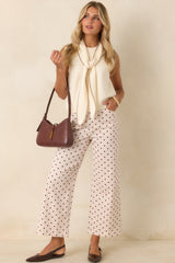 A Spot of Style Ivory & Brown Polka Dot Cotton Pants
