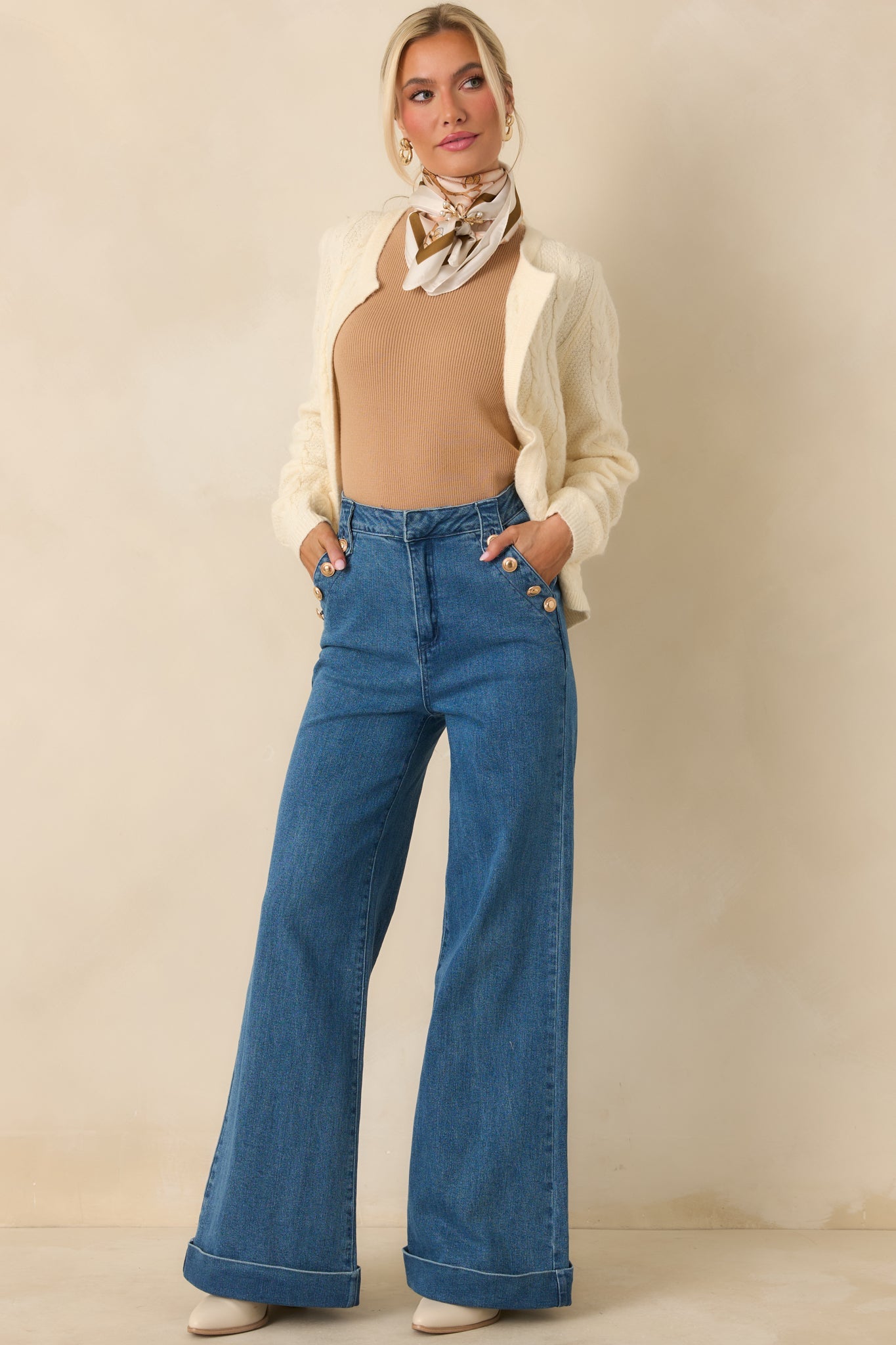Just Like This Ivory Cable Knit Open Front Cardigan