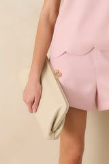In Case You Missed It Ivory Faux Leather Clutch Handbag