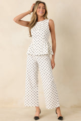 Feeling Spot On Ivory & Black Polka Dot Cotton Pants