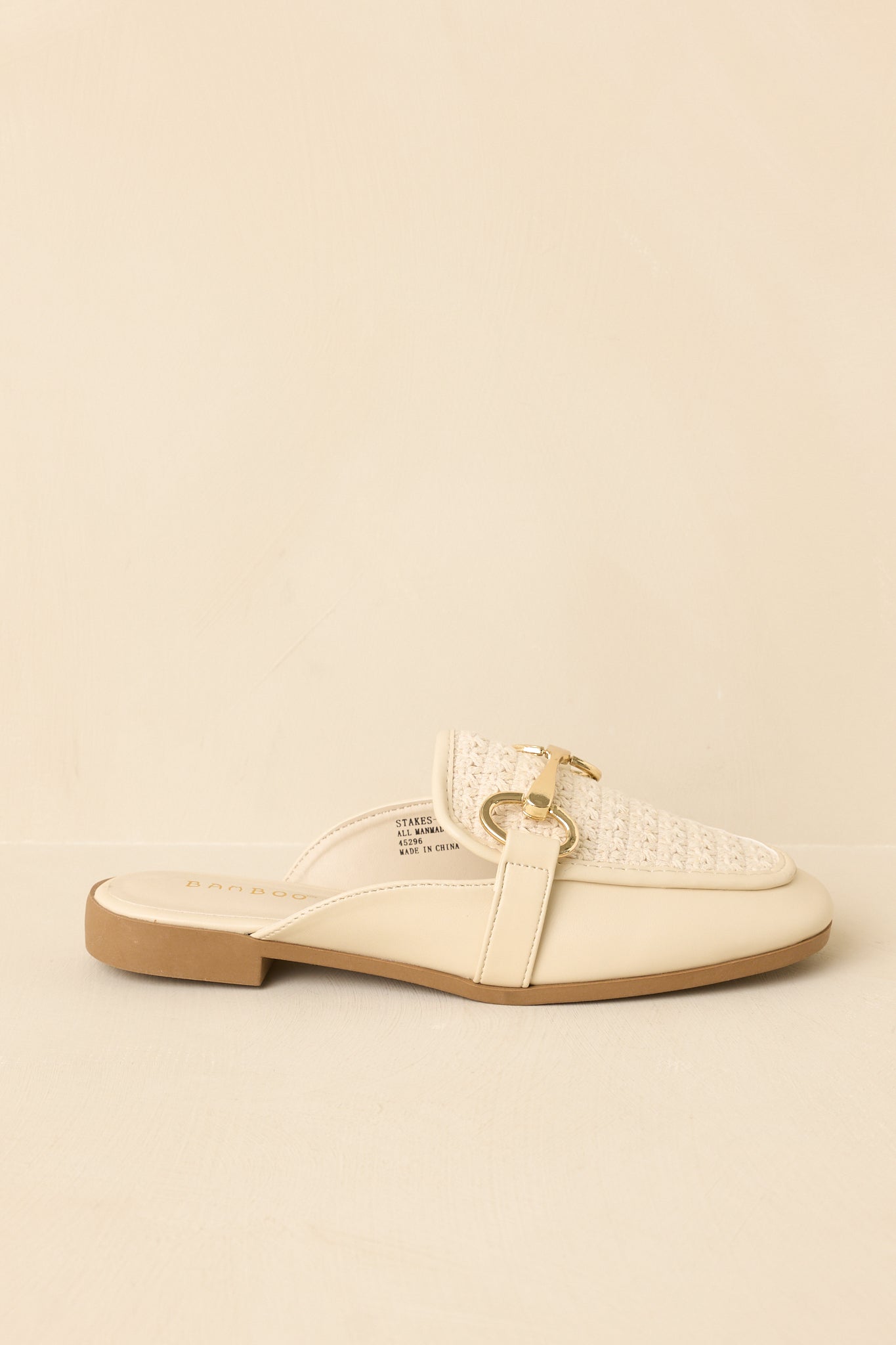 Easy Elegance Ivory Woven Faux Leather Mule Loafers
