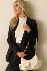 Little Something Extra Ivory Faux Leather Quilted Handbag