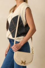 Tempest's Call Ivory Woven Faux Leather Handbag