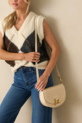 Tempest's Call Ivory Woven Faux Leather Handbag