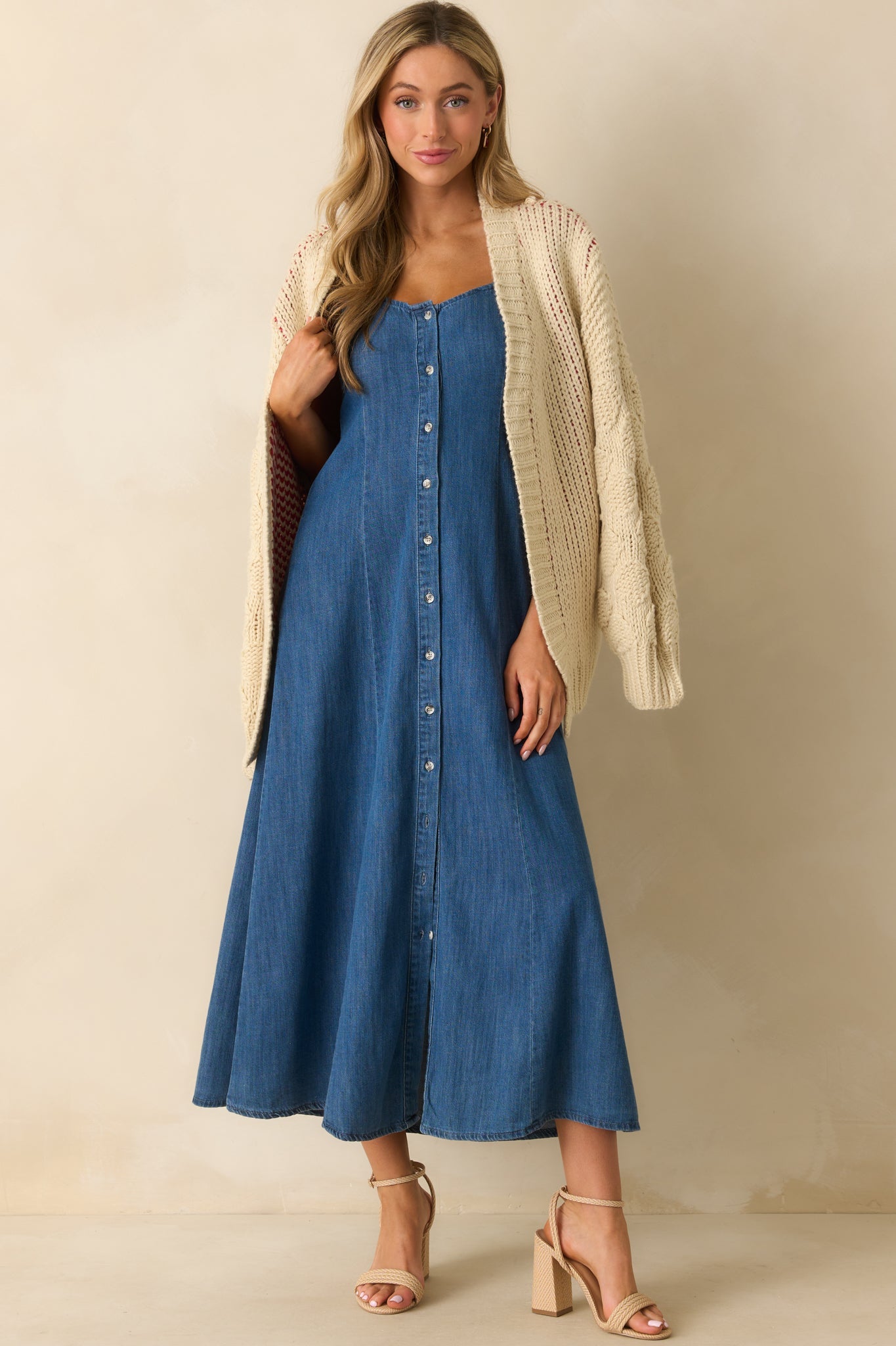 Dinner By The Dock Ivory Lobster Motif Open Front Cardigan