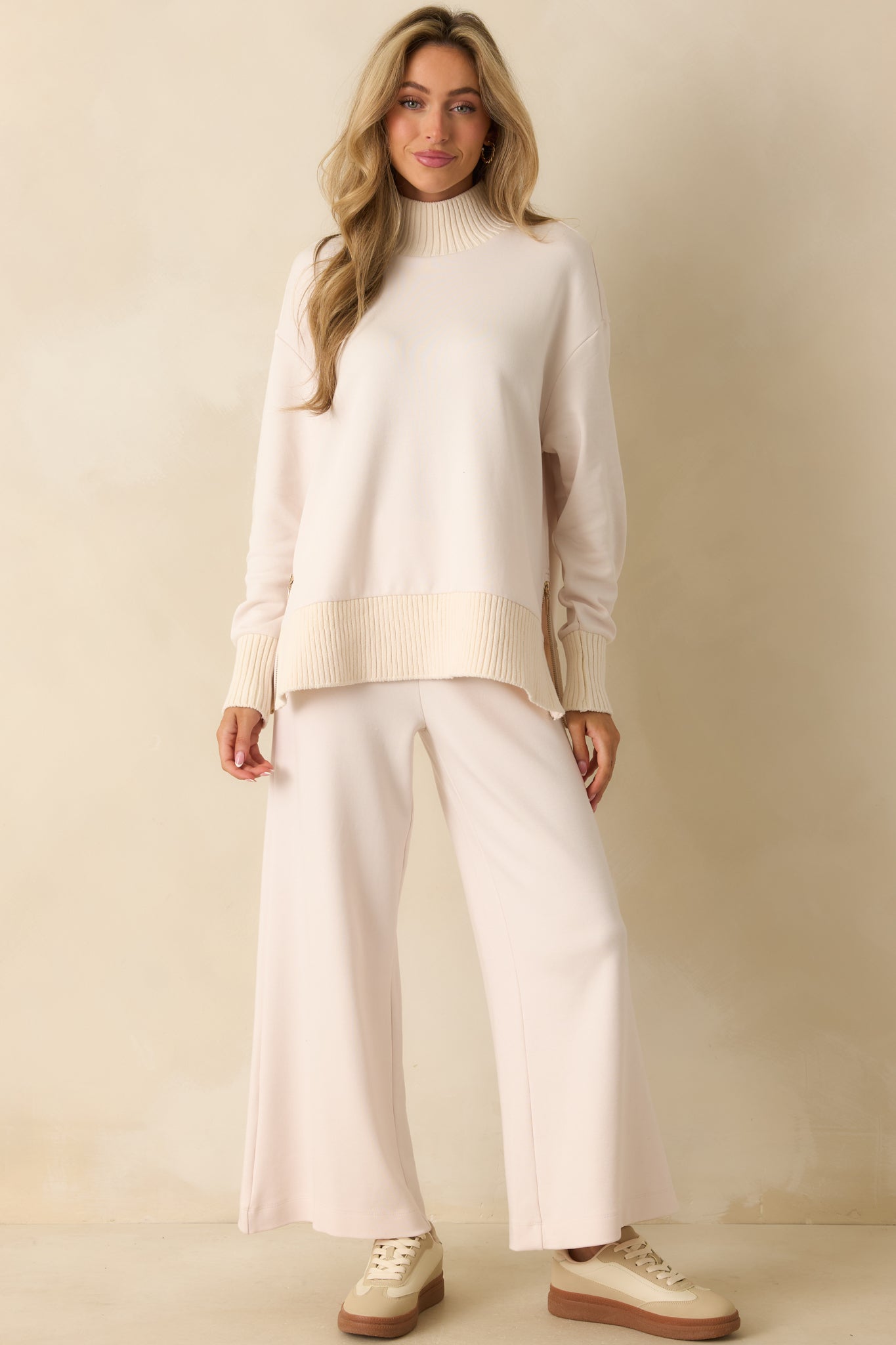 Z Supply Ivory Scout Knit Wide Leg Pants