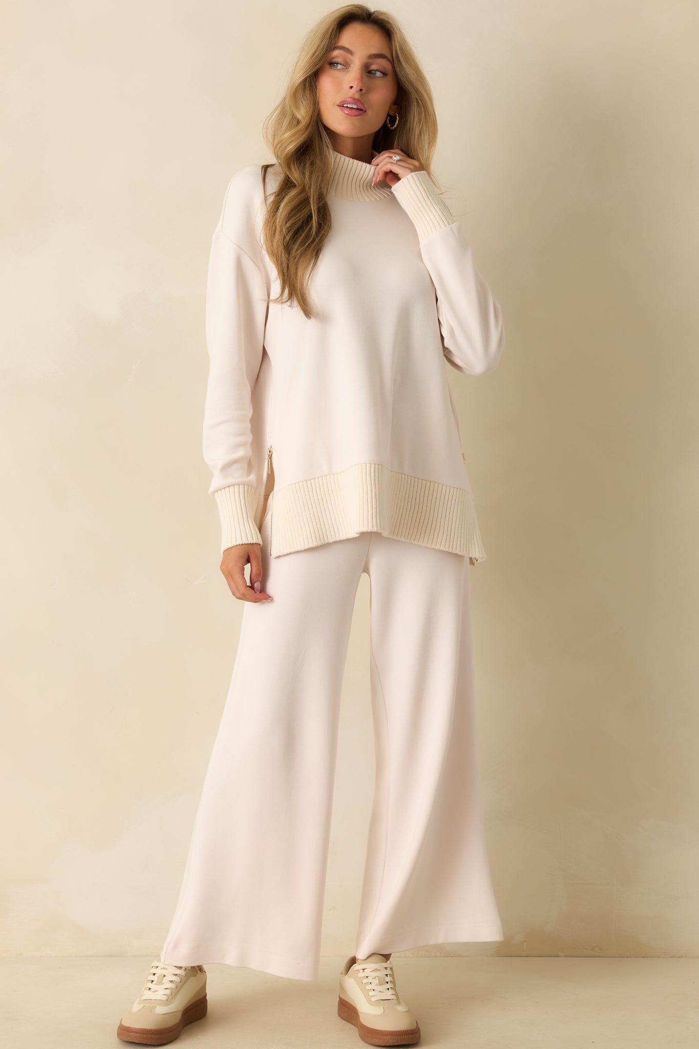 Z Supply Ivory Sable Mock Neck Sweater