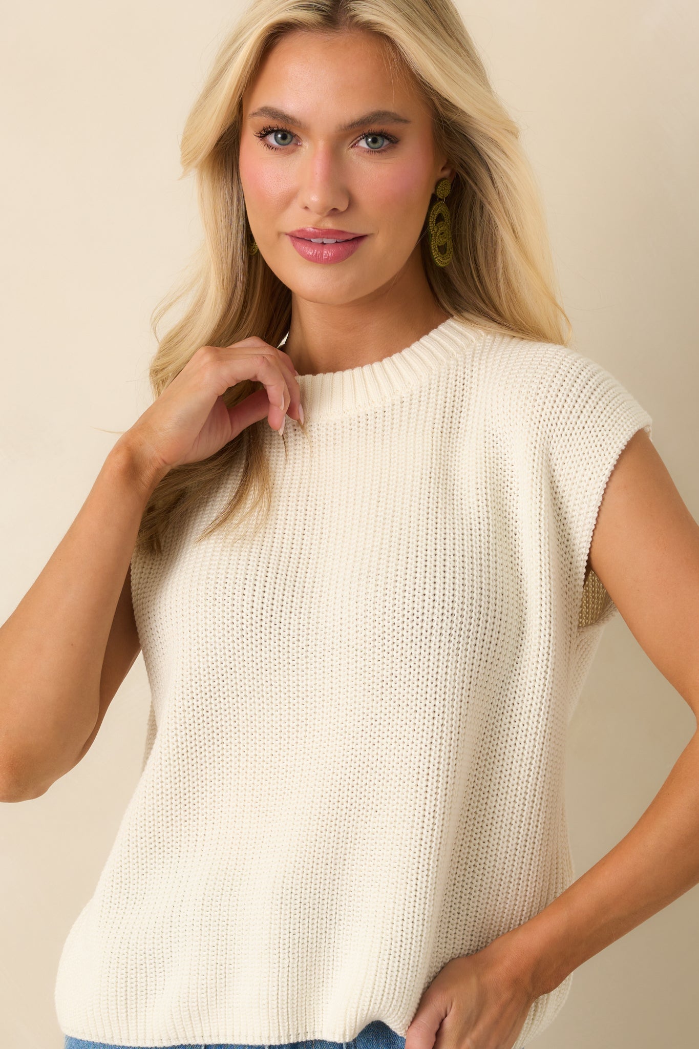 Staple The Label Ivory Quincey Knit Tank