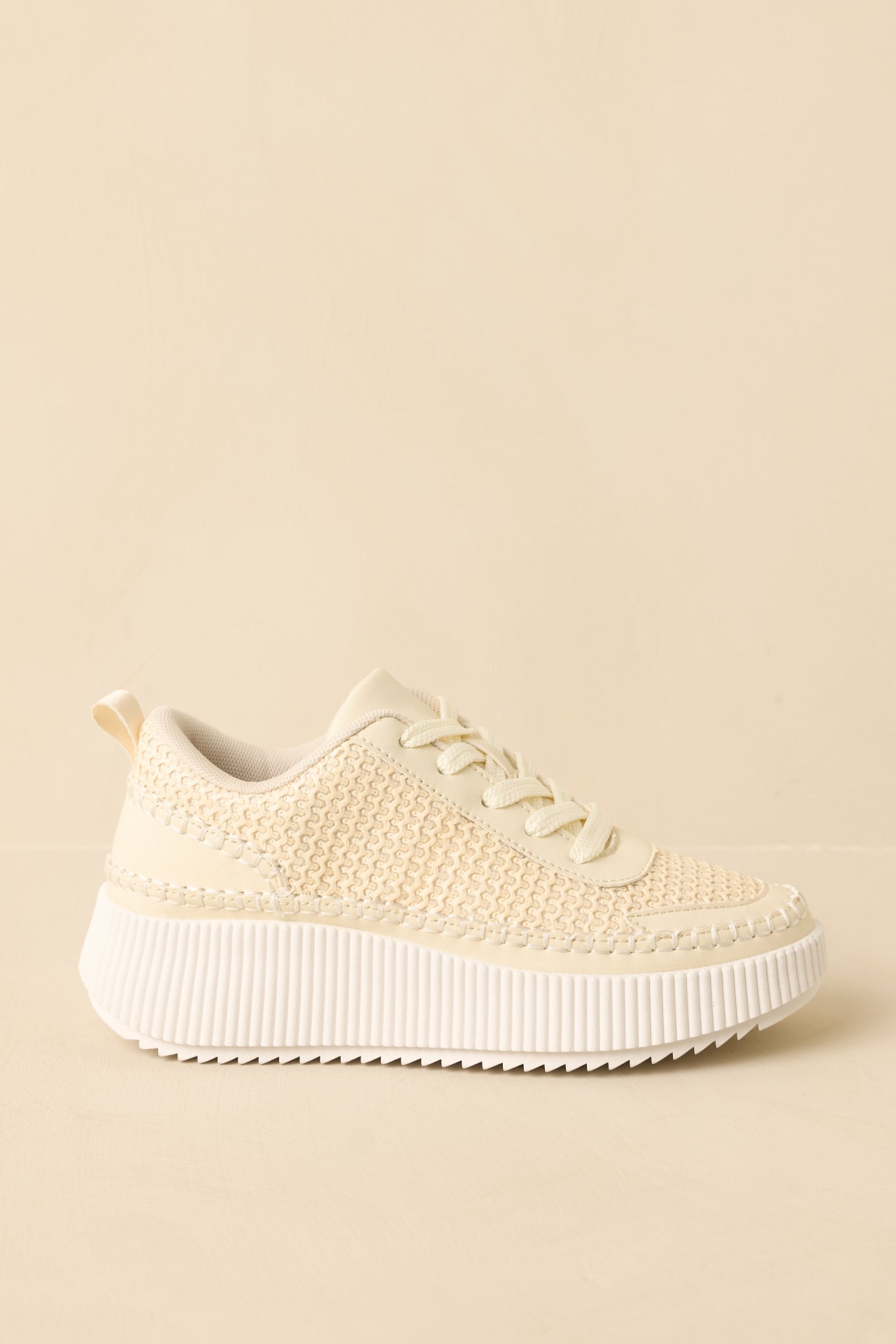 Right on Track Ivory Knit Platform Sneakers