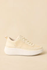 Right on Track Ivory Knit Platform Sneakers