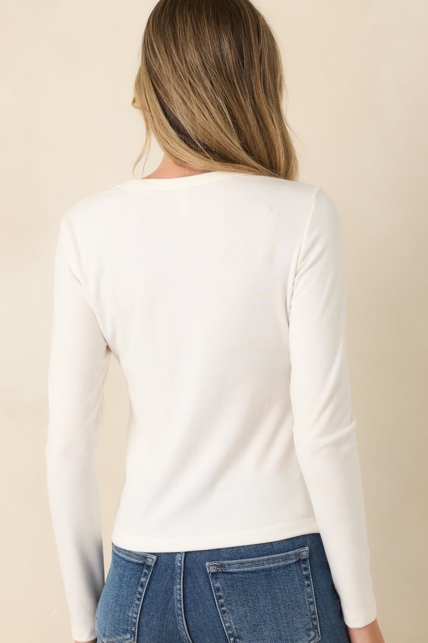 Back To The Basics Ivory Scoop Neck Long Sleeve Top