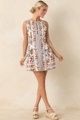 You Look Like Summer Ivory Multi Floral Cotton Sleeveless Mini Dress