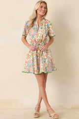 Piece of My Heart Ivory Multi Floral Paisley Cotton Mini Dress