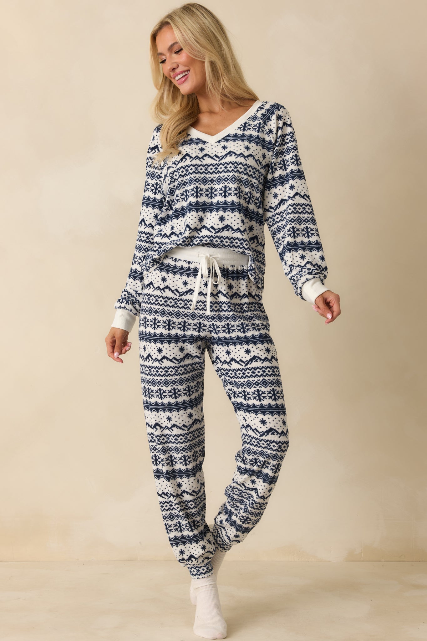 Z Supply Slopes Vanilla Ice Fairisle Long Sleeve Top