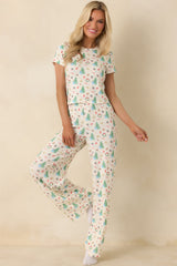 Holiday Morning Ivory Multi Christmas Print Pajama Pants