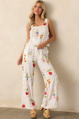 Where Sunlight Stays Ivory Floral Patchwork Wide Leg Pants