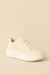Right on Track Ivory Knit Platform Sneakers