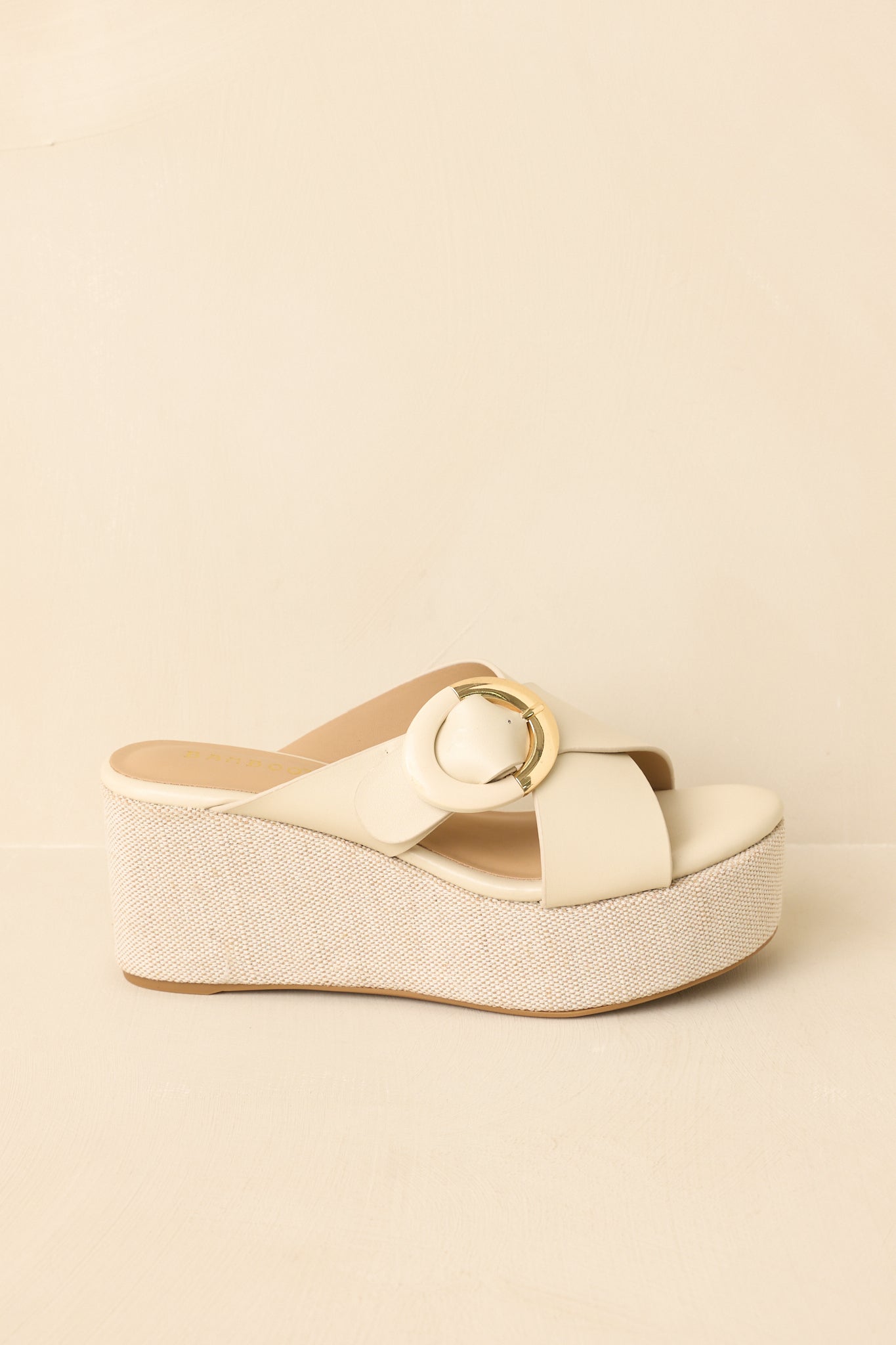 Feeling Elated & Elevated Ivory Faux Leather Platform Wedge Sandals