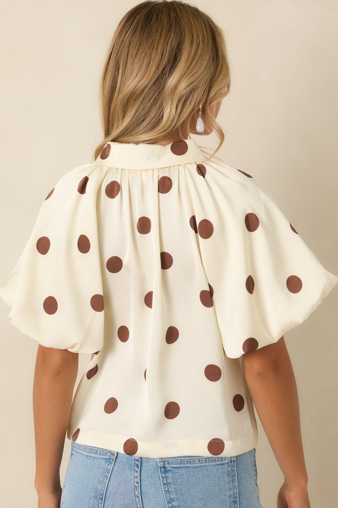 Dot Your Calendar Ivory & Brown Polka Dot Blouse