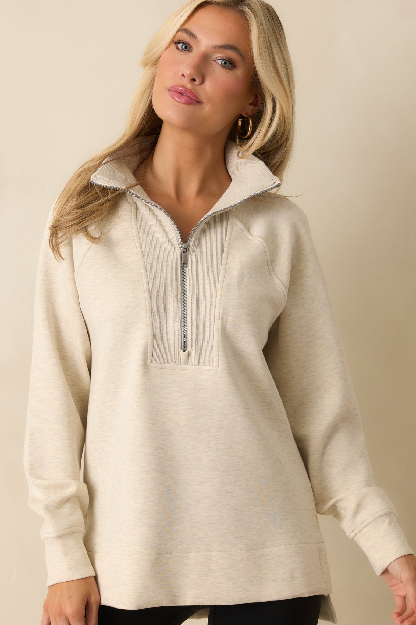 SPANX AirEssentials® Ivory Brushed Half Zip Tunic