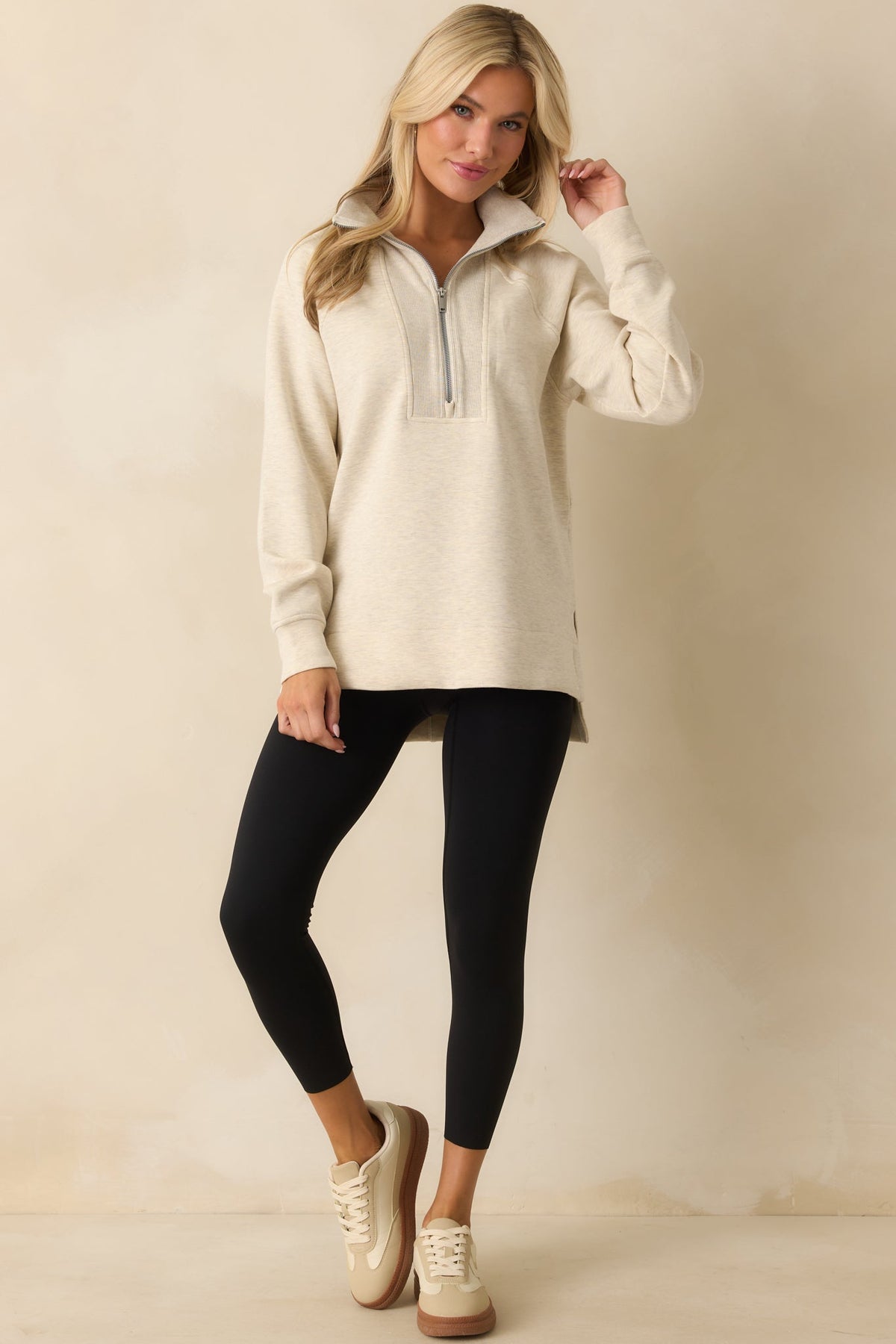 SPANX AirEssentials® Ivory Brushed Half Zip Tunic