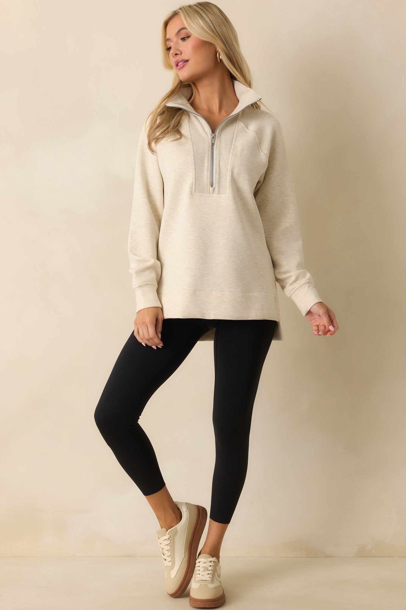 SPANX AirEssentials® Ivory Brushed Half Zip Tunic