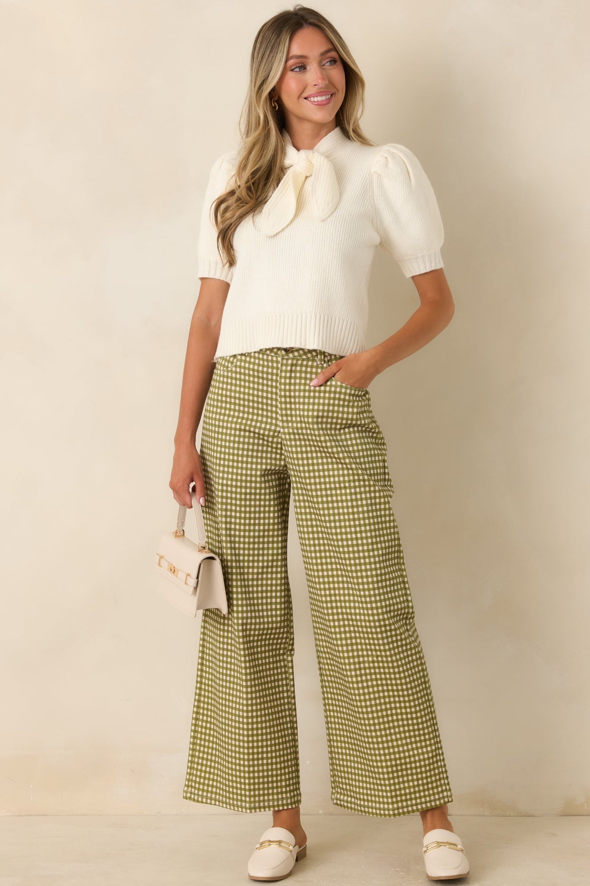 Tied Up Beautifully Ivory Knit Tie Neck Top