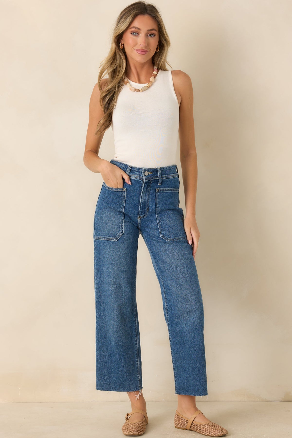 One Of Those Days Ivory Rib Knit Tank Top