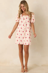 Garden Keepsake Ivory Floral Cotton Mini Dress