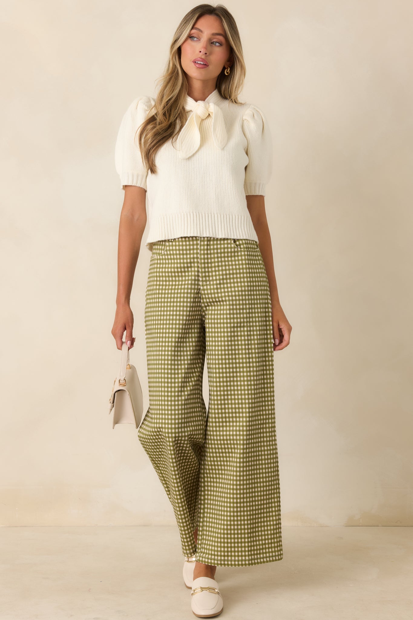 Tied Up Beautifully Ivory Knit Tie Neck Top