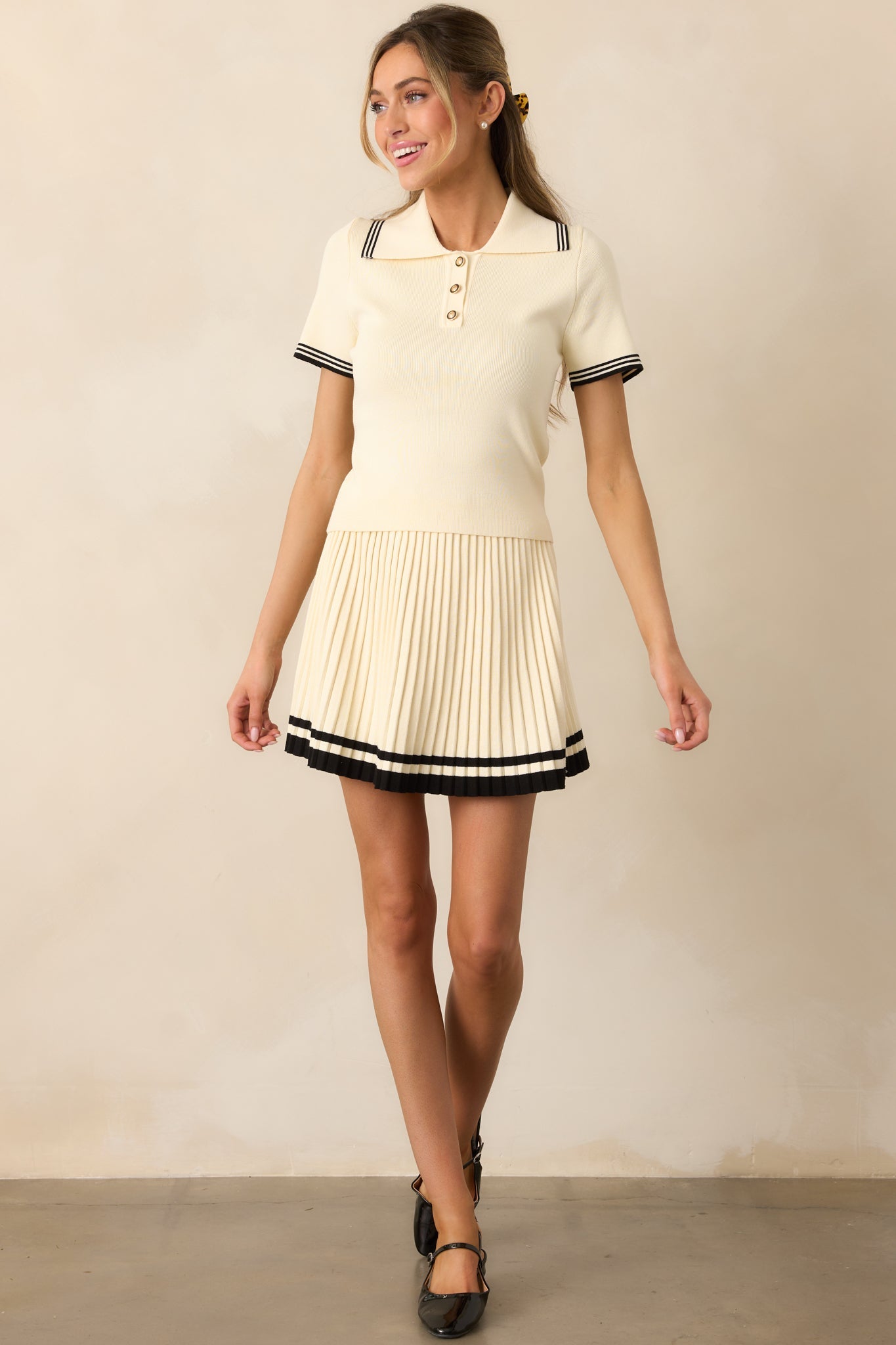 Top Of The Class Ivory Short Sleeve Polo Shirt