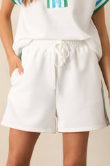 Quick Moves Ivory Drawstring Athletic Shorts